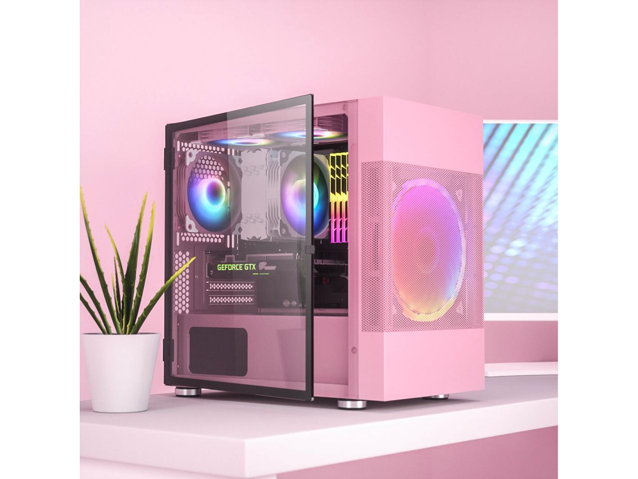 Vetroo M01 MicroATX MidTower PC Gaming Case with 200mm Rainbow Fan