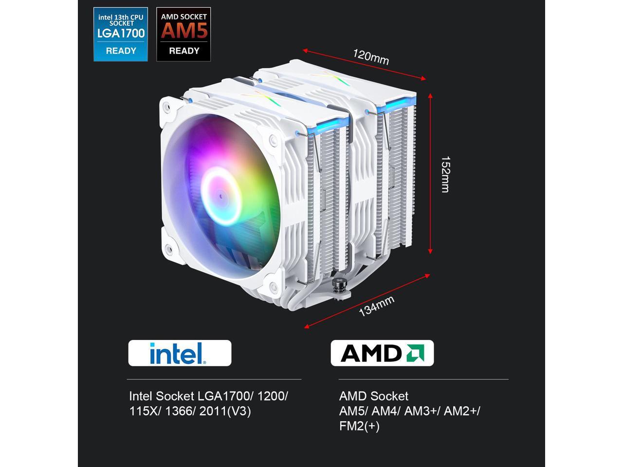 Vetroo U6PRO White Dual Tower CPU Cooler w/ 6pcs Heatpipes, Top ARGB