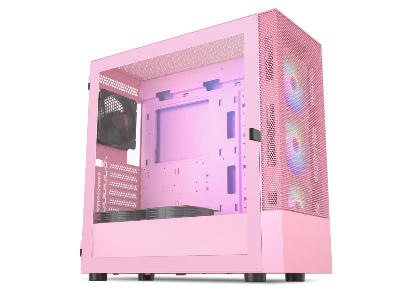 Vetroo AL600 Pink Mid-Tower ATX PC Case, 3x 120mm ARGB Fans, 3x 120mm ...