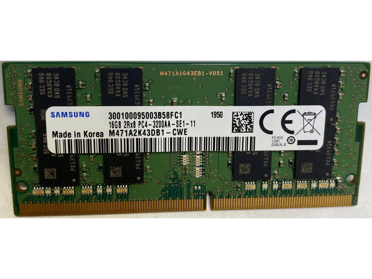 Samsung 16GB DDR4 3200MHz PC4-25600 1.2V 2Rx8 260-Pin SODIMM Laptop RAM