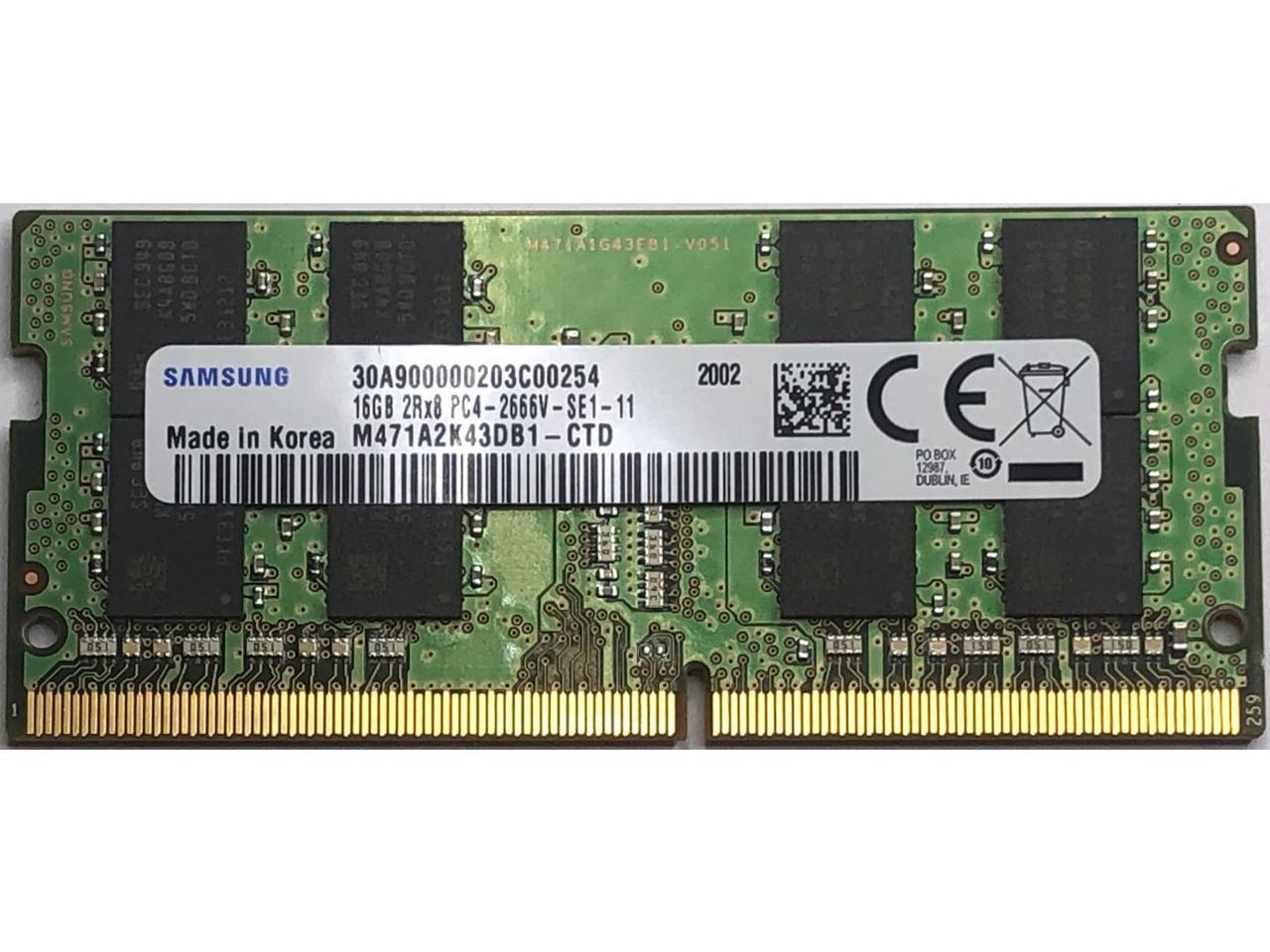 Samsung 16GB DDR4 2666MHz PC4-21300 1.2V 2Rx8 260-Pin SODIMM Laptop RAM