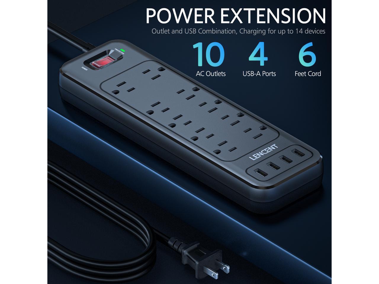 LENCENT 2 Prong Power Strip, Polarized 3 Prong to 2 Prong Outlet