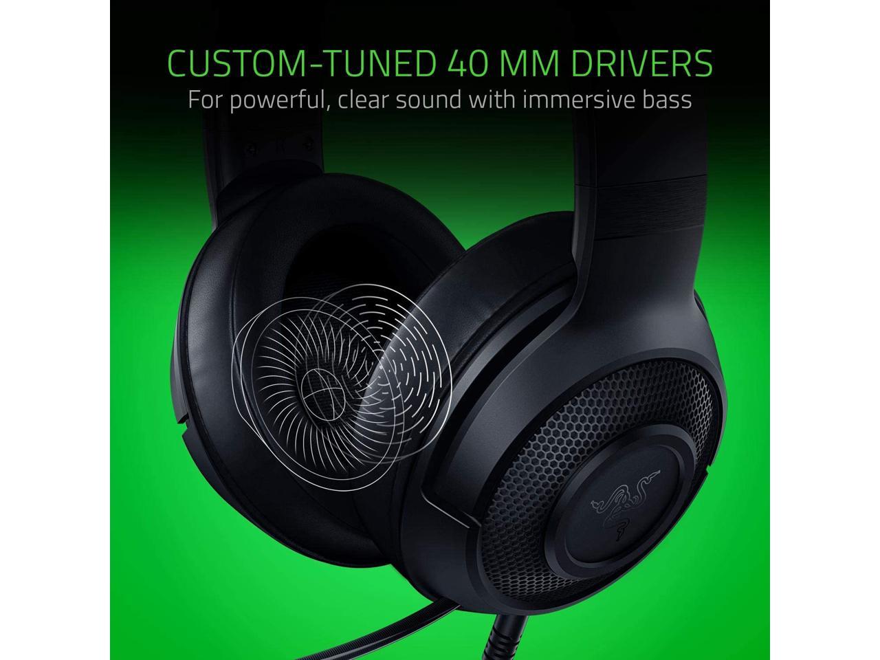 Razer Kraken X Ultralight Gaming Headset 7 1 Surround Sound Capable Lightweight Frame Integrated Audio Controls Bendable Cardioid Microphone For Pc Xbox Ps4 Nintendo Switch Classic Black Newegg Com