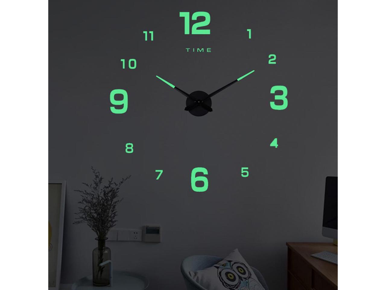 Details about   DIY 3D Punch-Free Wall Clock Silent Quartz Luminous Decor 27/37/47inch  O # 