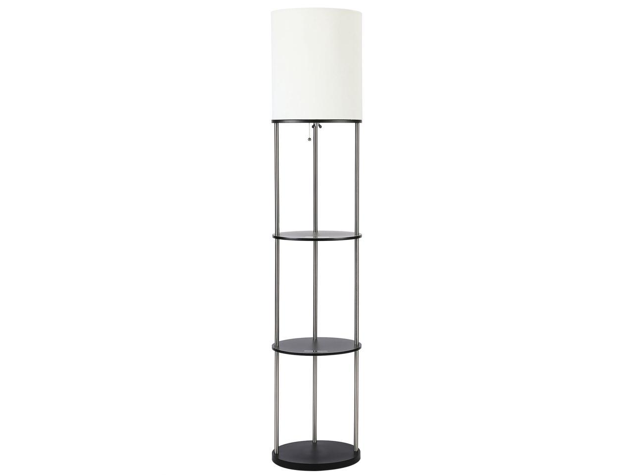 CO-Z White CO-Z Etagere Floor Lamps Standing Column Lamps with 100W Light and 3 Wood Display Storage Shelves 2 PCS White