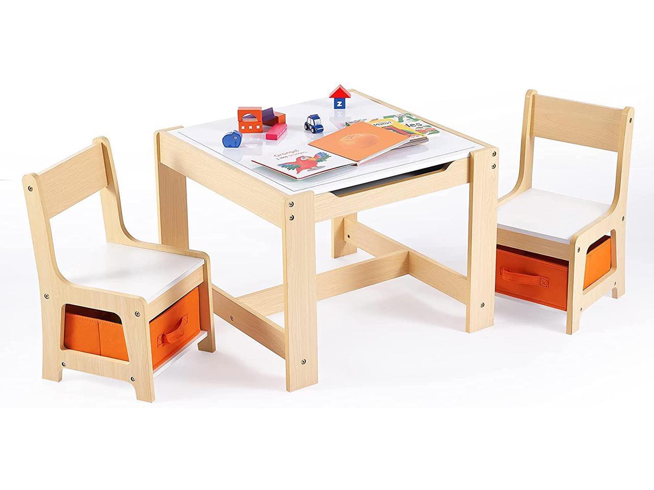 Double Sided Tabletop & Drawers For Toddlers & Small Children For Arts & Crafts 3 in 1 Activity Table With 2 Chairs CO-Z Multipurpose Kids Table & Chair Set With Toy Storage Playing & More 