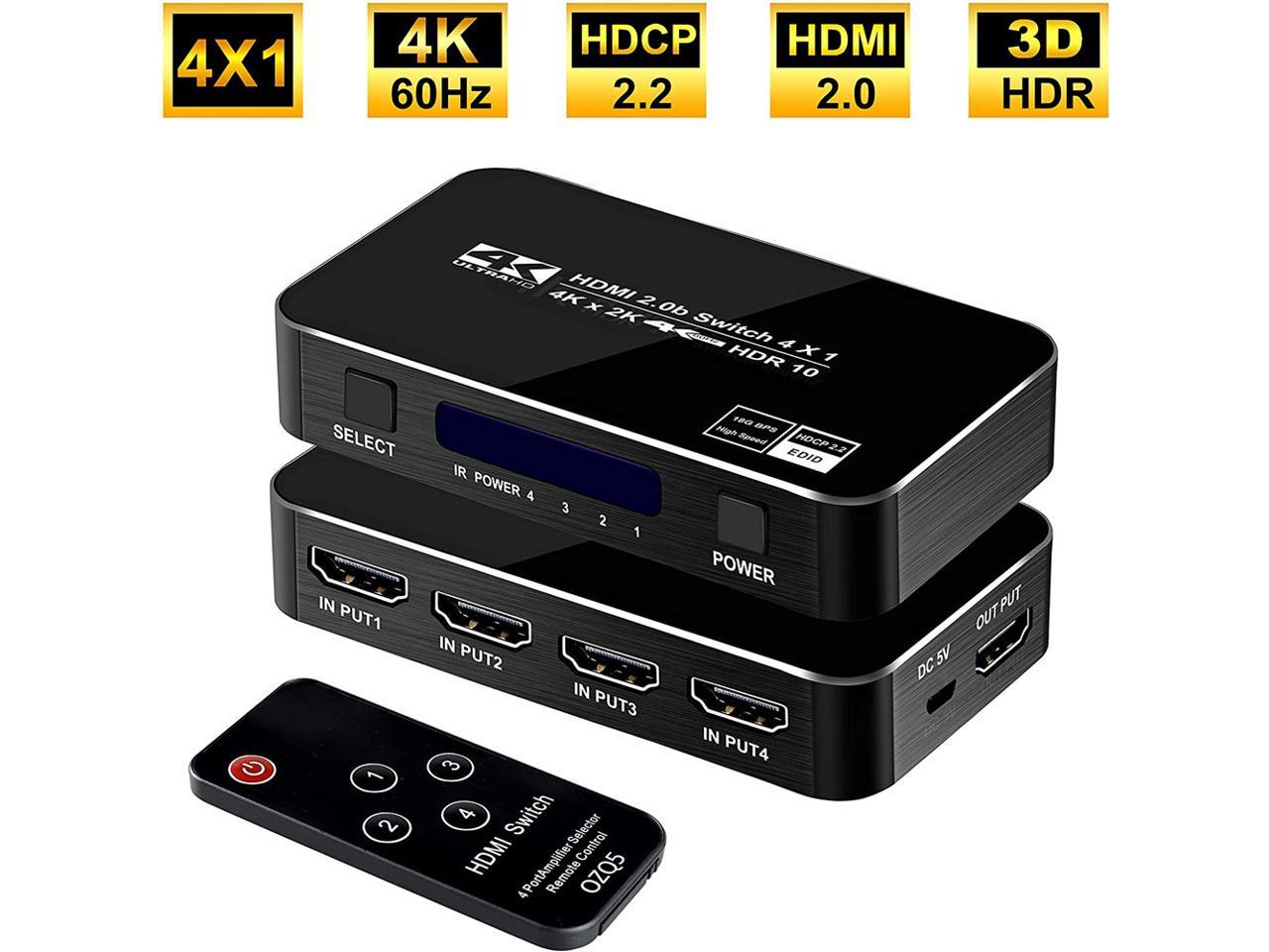edola Aluminium Ver1.4 HDCP Répartiteur HDMI 1 entrée sur 2 Sorties 4K 1x2 Répartiteur HDMI Compatible 3D 4K @ 30HZ Full HD1080P pour Xbox PS4 3 Lecteur Fire Roku Lecteur Blu-Ray Apple TV HDTV 