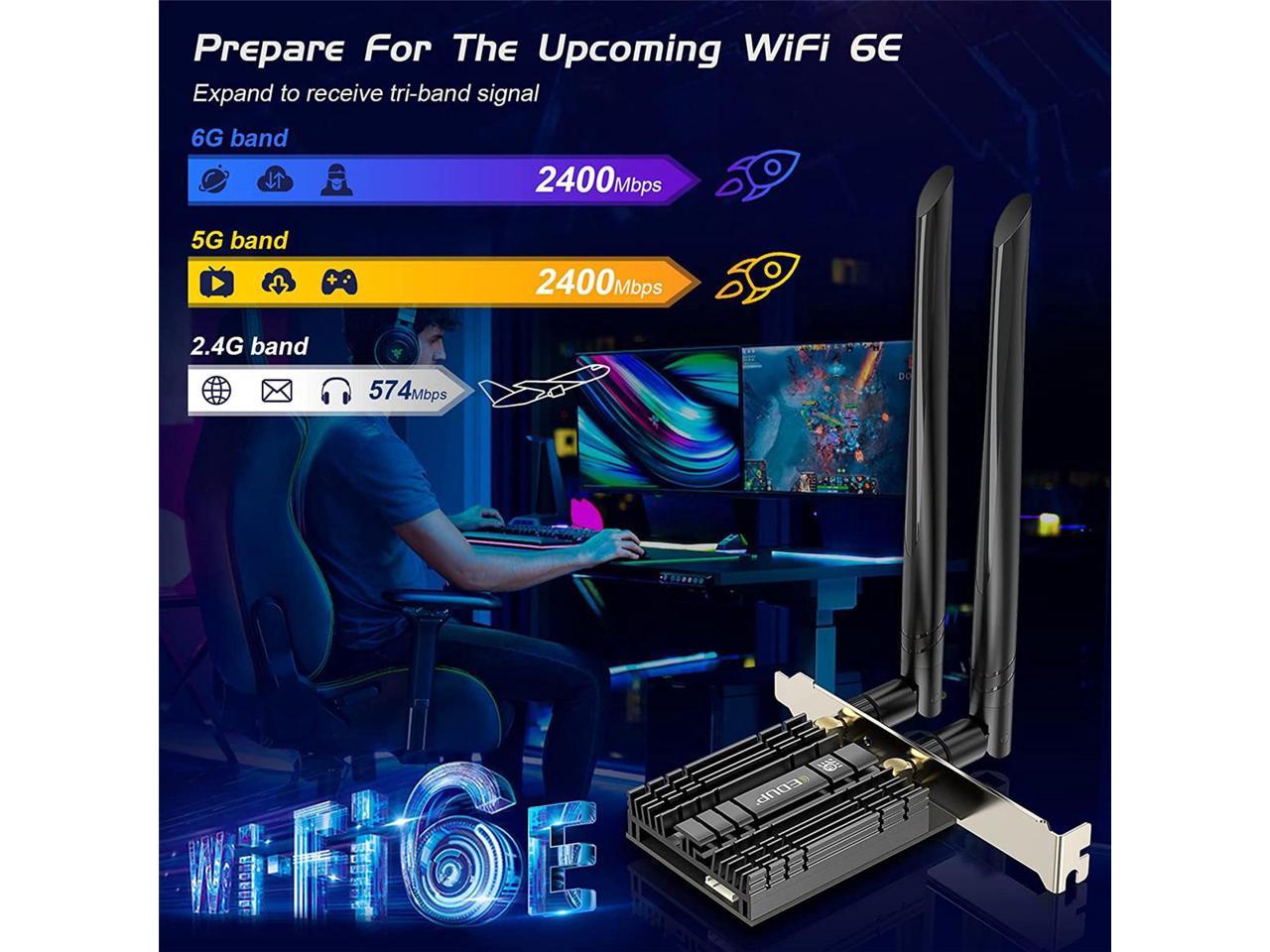 Edup Wifi Bluetooth 6e Ax5400mbps Ax210モジュー Pcie 6 無線lanカード 5 2