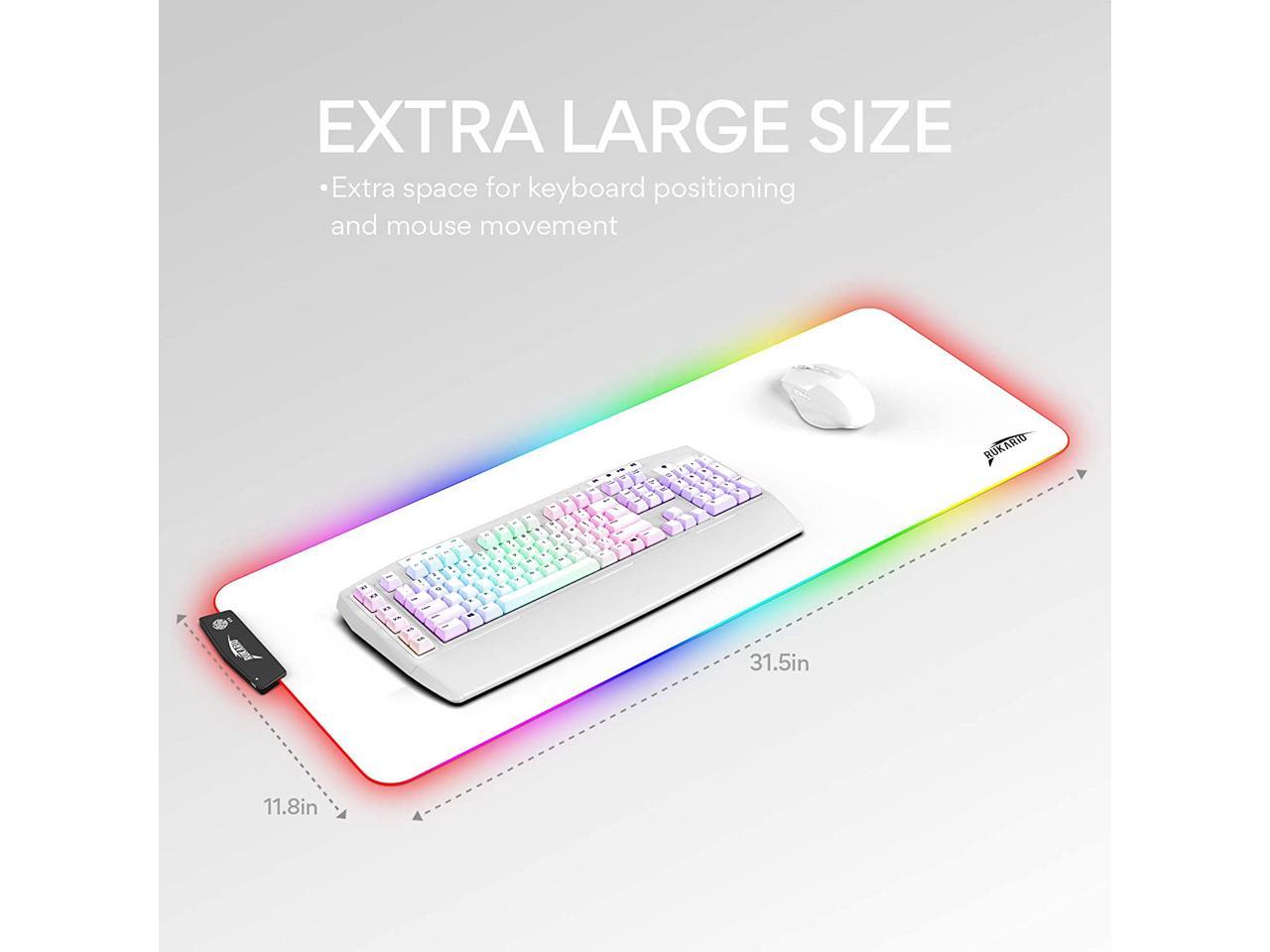 White RGB Gaming Mouse Pad | Waterproof | Non-Slip Rubber Base | 15