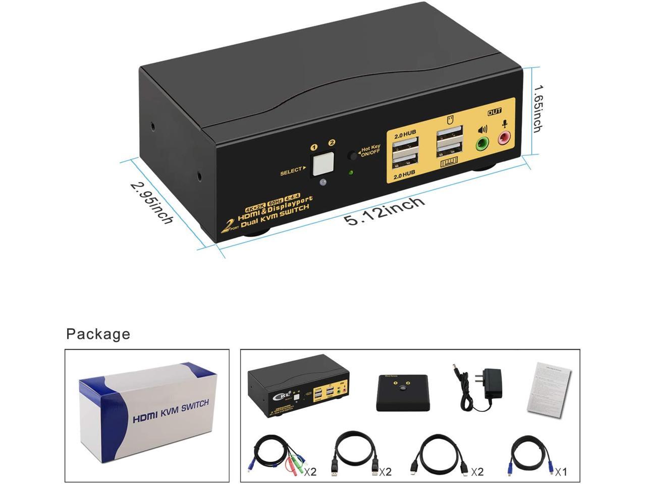 Tesmart Dual Monitor Kvm Switch KV6222DP, KVM Switch - Dual