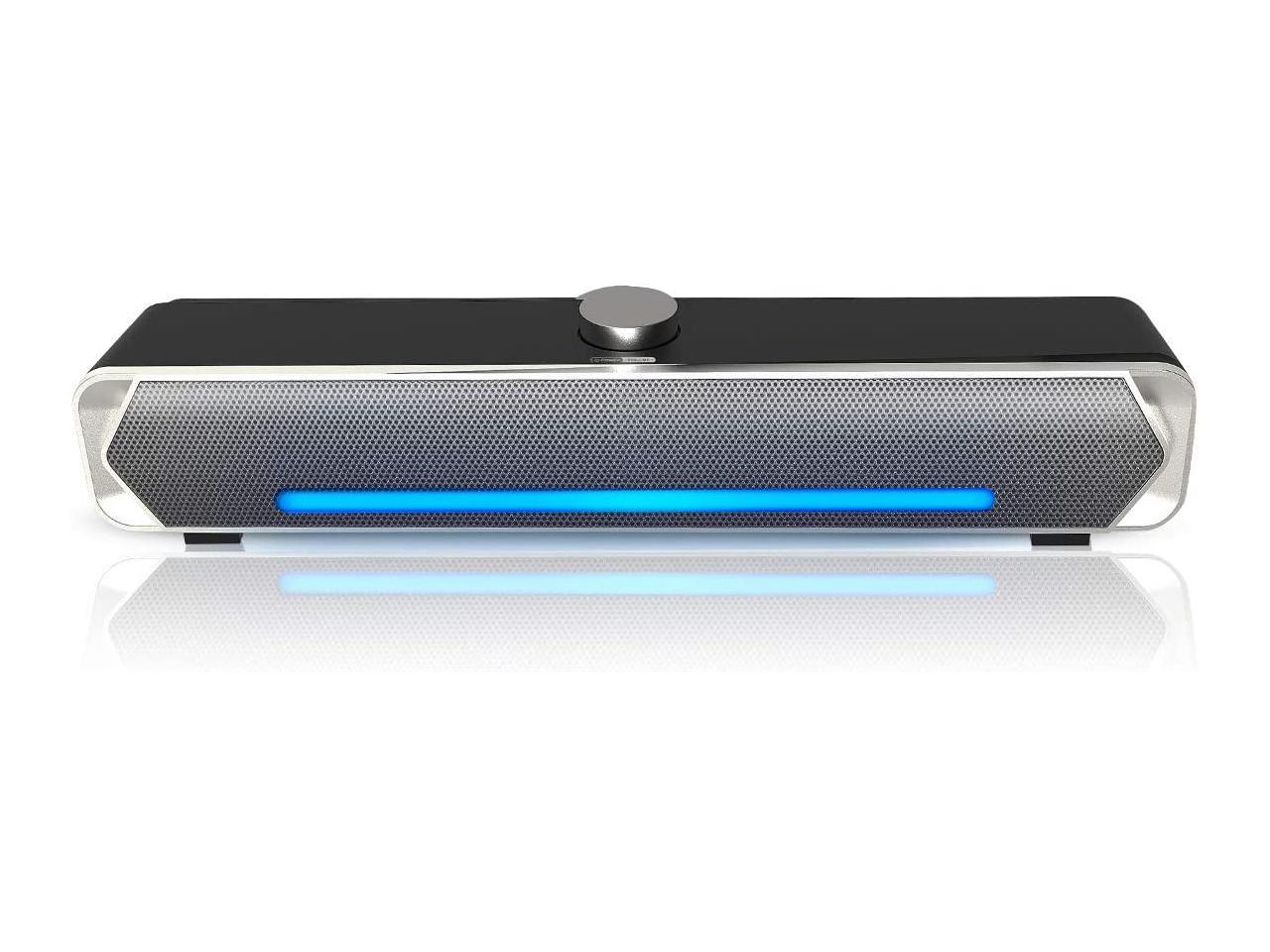 2.0 Stereo Sound USB Powered Laptop Speaker for Computer Cellphone and More Desktop Pad Mac 2021 Version PC Wired Desktop Sound Bar with LED Lights Computer Speakers 