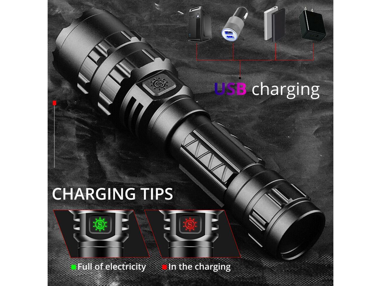 Tactical 90000LM T6 LED 18650 Ultra Bright Zoomable Flashlight Torch Lamp Light 