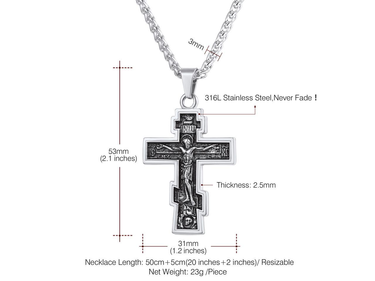 Byzantine Crucifix Cross Necklace,Christian Jewelry Vintage Stainless ...