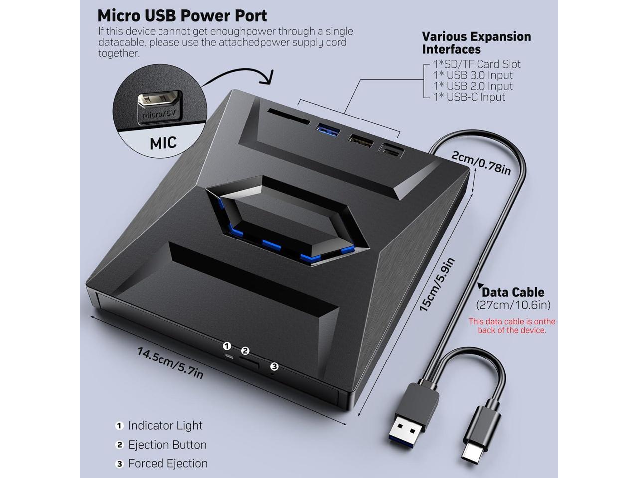[5 in 1] External Blu Ray Drive, Portable Bluray Player Writer Reader ...