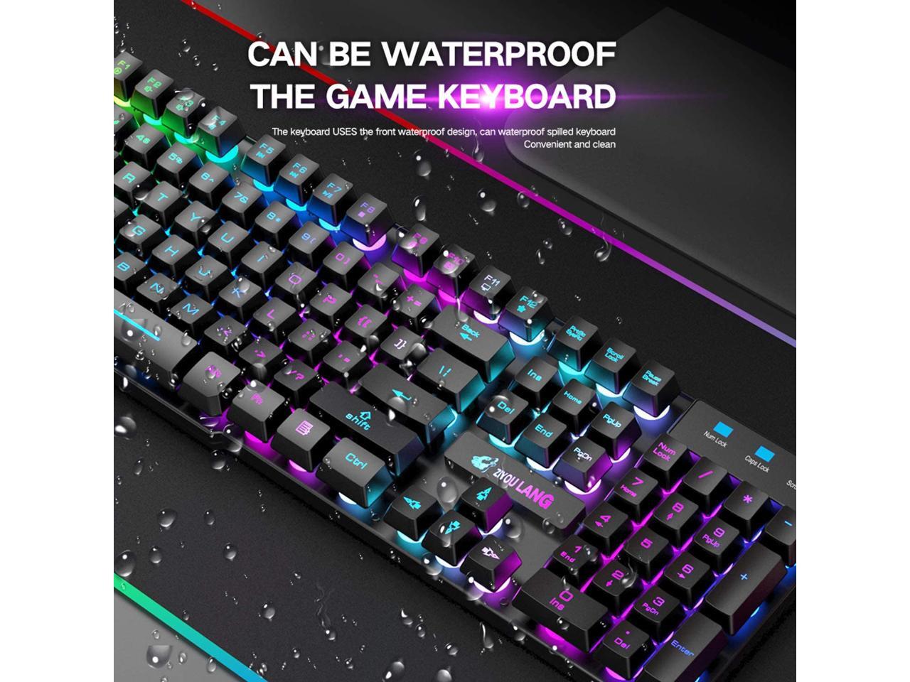 Wireless gaming keyboard and mouse combination with rainbow led