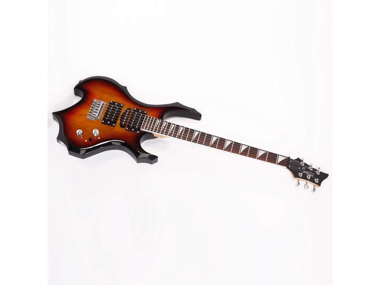 Glarry Flame Shaped Electric Guitar with 20W Electric Guitar Sound HSH
