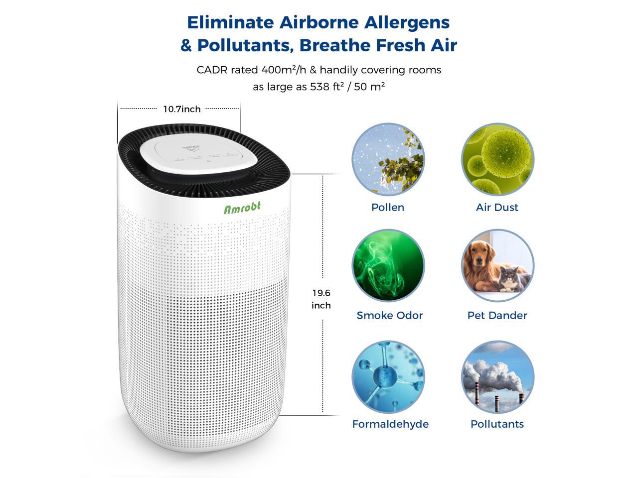 Amrobt Air Purifiers for Home Large Room 538 sq.ft, with H13 True HEPA
