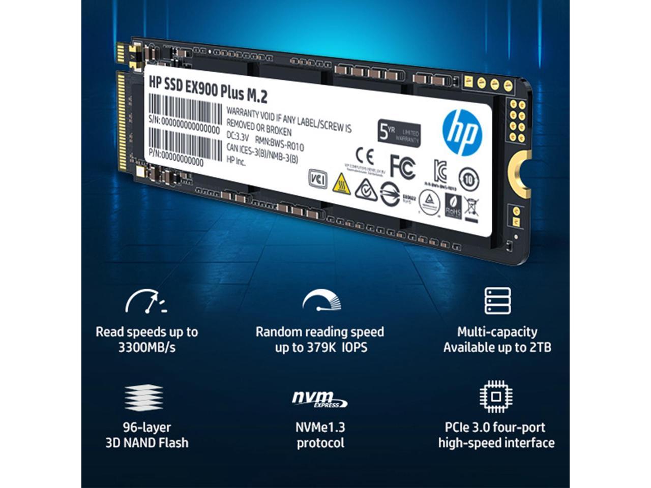 Disque Dur HP EX900 250 Go PCIe 3.0 x4 NVMe 3D TLC - SpaceNet