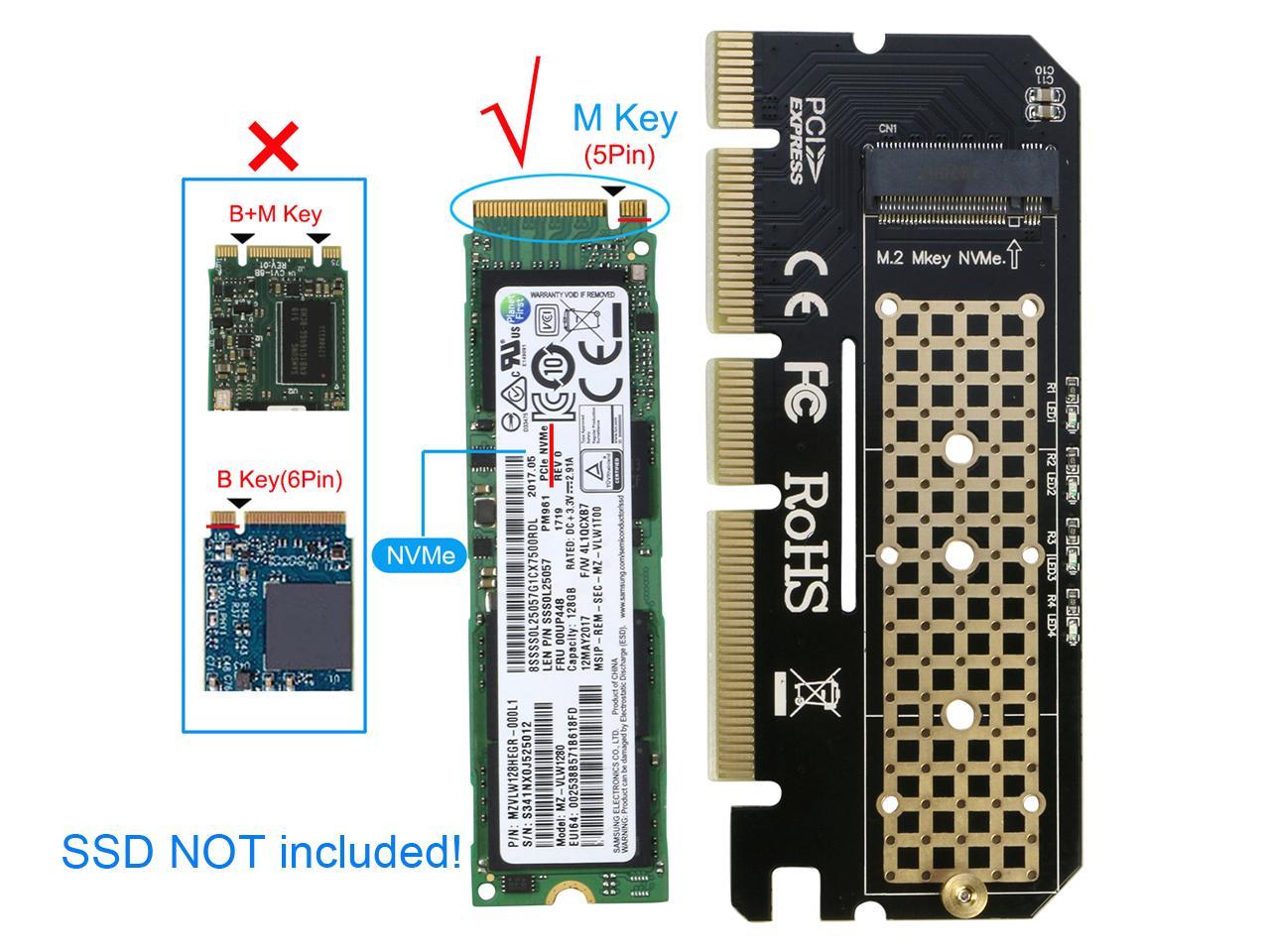 M.2 NVMe SSD to PCIe Adapter, RIITOP M.2 PCIe NVMe AHCI SSD to PCIe x4