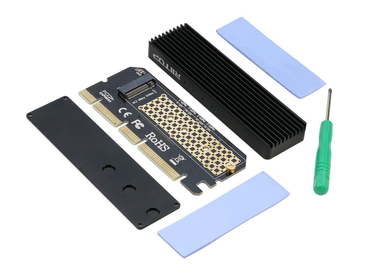 Riitop Nvme Adapter M2 Pcie Ssd To Pci E X4x8x16 Converter Card With Heat Sink For M2 M Key 0242