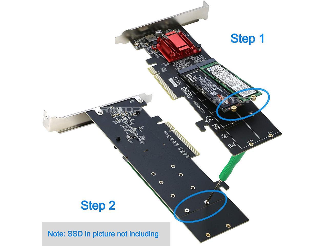 Dual NVMe PCIe Adapter, RIITOP M.2 NVMe SSD To PCI-e 3.1 X8/x16 Card ...