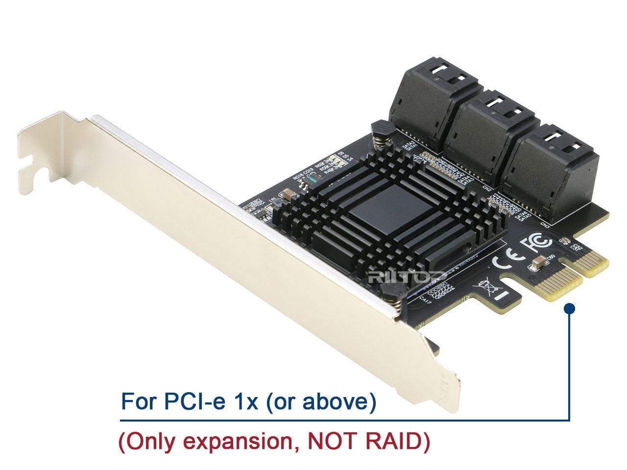 SATA Expansion Card 6Port, RIITOP PCIe x1 to SATA Hard Drive