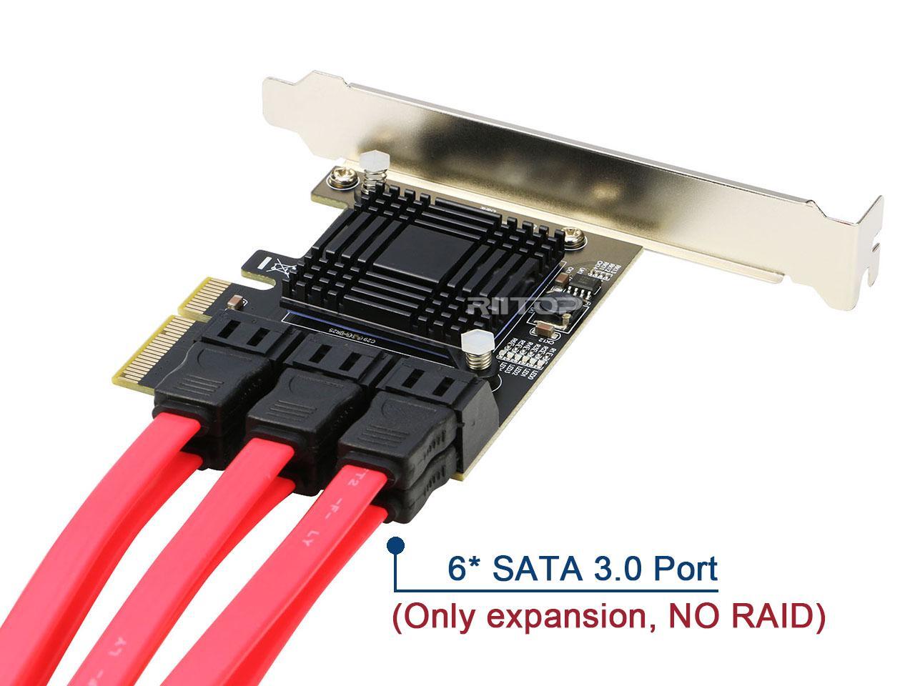 SATA Expansion Card 6Port, RIITOP PCIe x1 to SATA Hard Drive