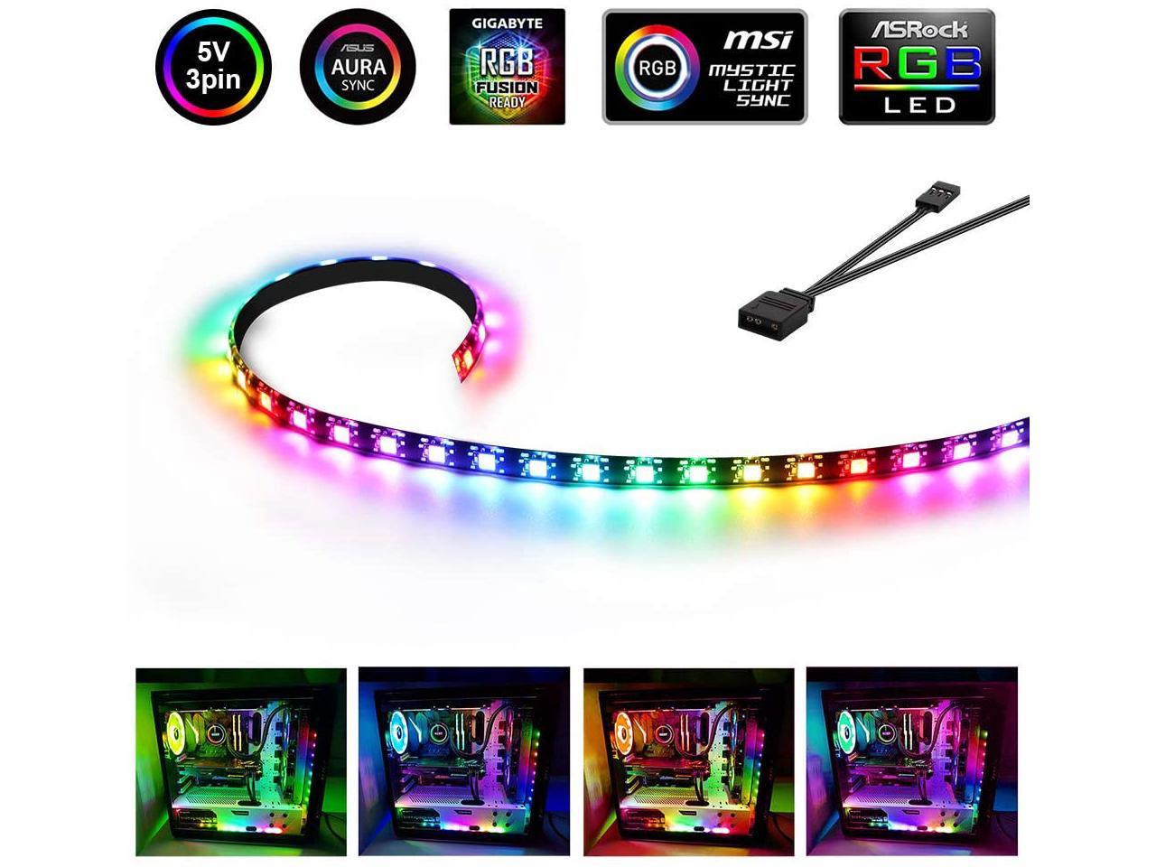 50cm Magnetic RGB LED Strip Light with 30pcs for Desktop PC Computer Case 