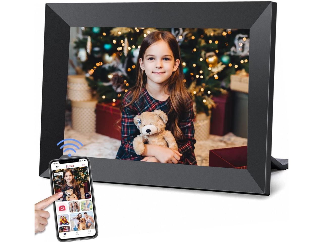 10.1 Inch WiFi Picture Frame Digital Picture Frame 10.1 Inch WiFi Photo Frame 16 GB Storage Mobile Phone Send Pictures with Frameo APP Large Touch Screen HD Display,Micro-SD Support Gift for Mon Dad Family 