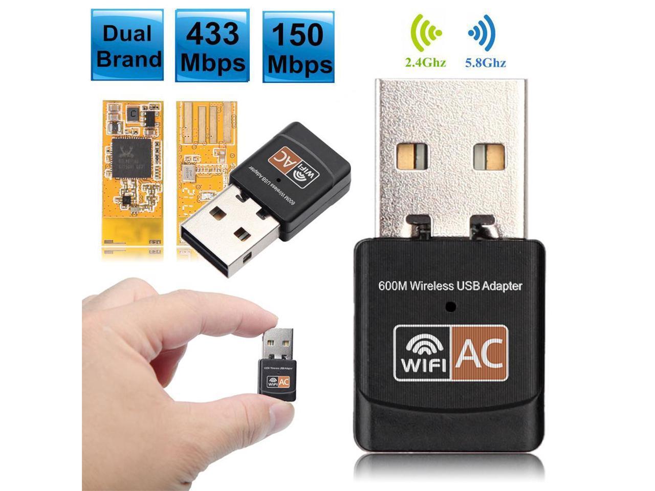 600Mbps Wireless Dual Band 2.4/5Ghz  WiFi Adapter Lan USB 802.11AC Network PC US 