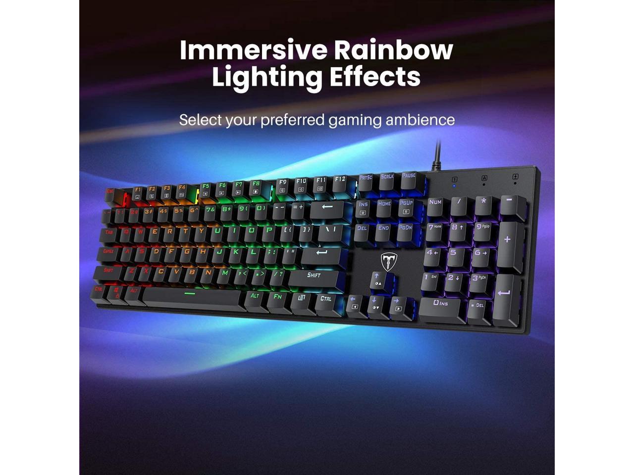 LED Backlit Wooden Portable Detachable Cable Wired Gaming Keyboard for PC/Mac Gamer 64 Key US-Layout Cacoy RGB Mechanical Keyboard Typist Cherry MX Blue Switches