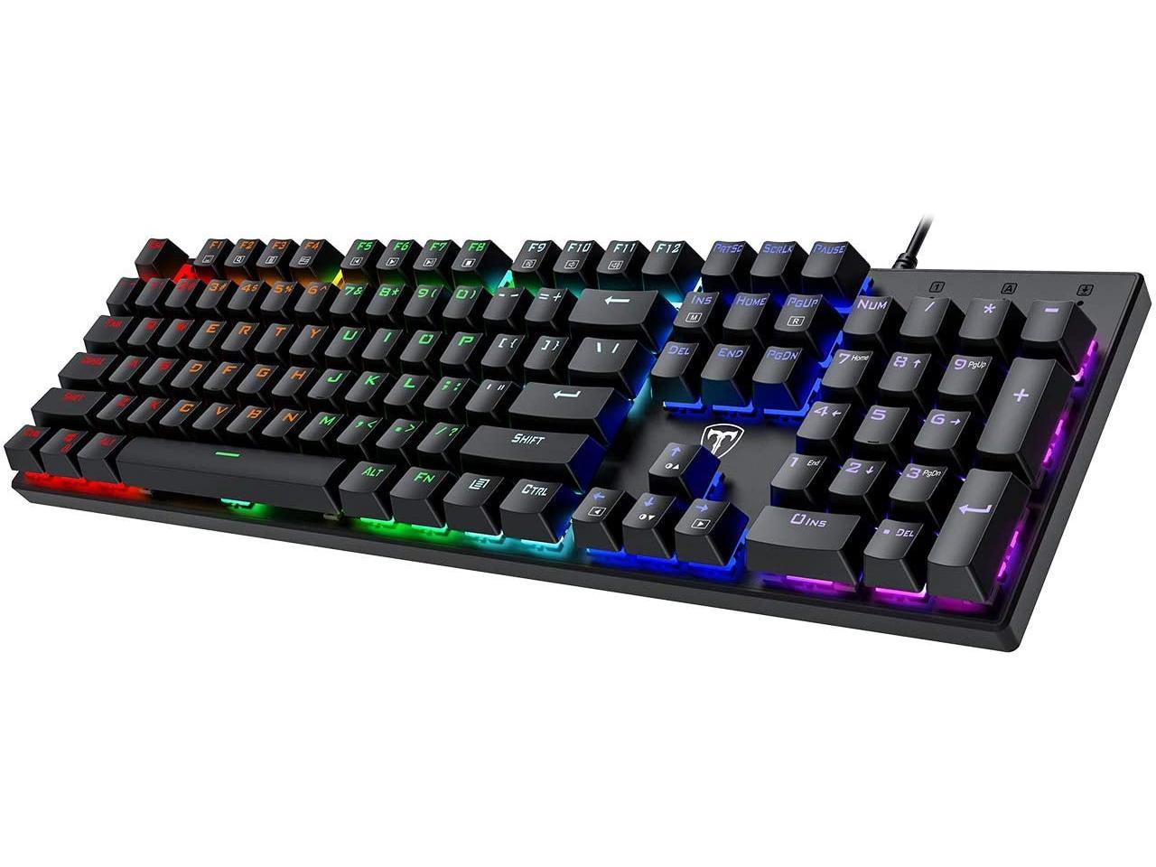 LED Backlit Wooden Portable Detachable Cable Wired Gaming Keyboard for PC/Mac Gamer 64 Key US-Layout Cacoy RGB Mechanical Keyboard Typist Cherry MX Blue Switches