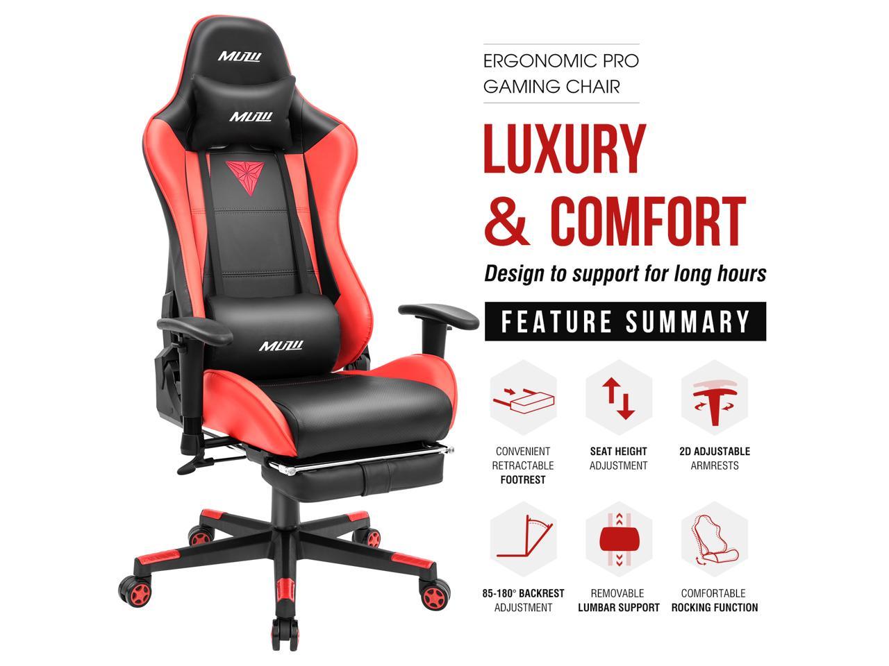Muzii Gaming Chair with Footrest Racing Office Chair Ergonomic Desk