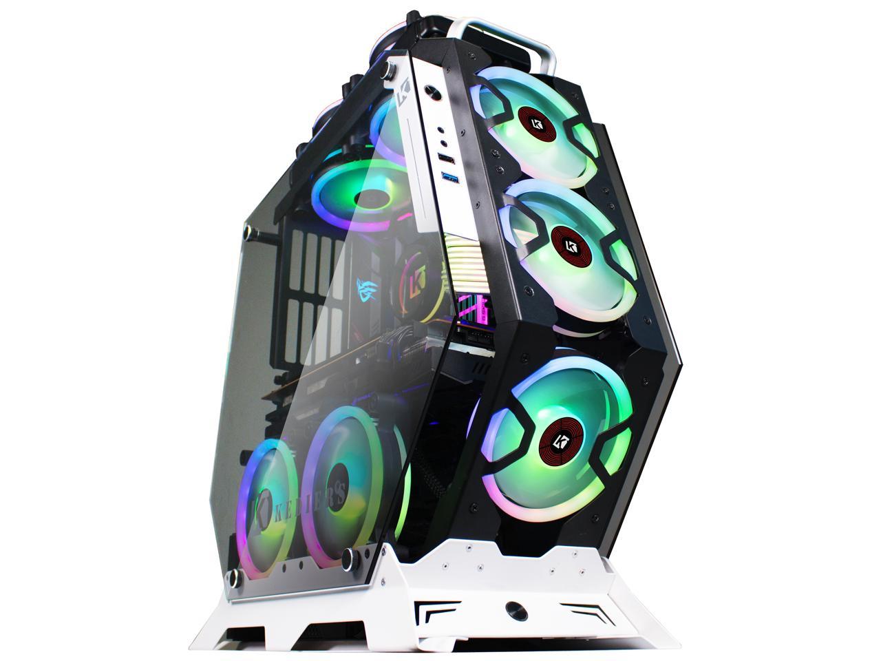 KEDIERS ATX Case Open Frame Panoramic Viewing Gaming Computer Case Pc ...