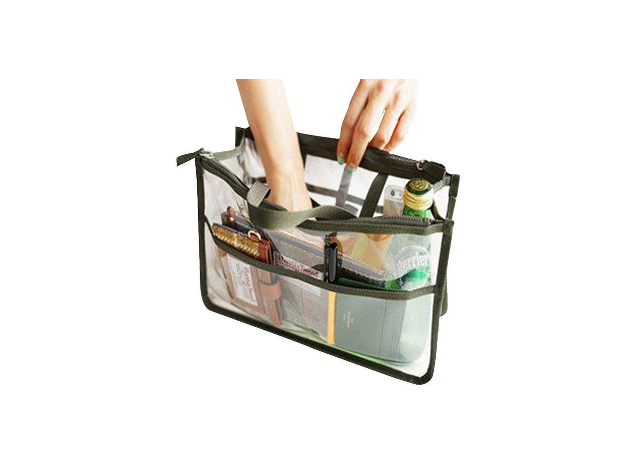 Waterproof Clear Handbag Organizer Double Zipper See Through Cosmetic Insert Purse Organiser ...