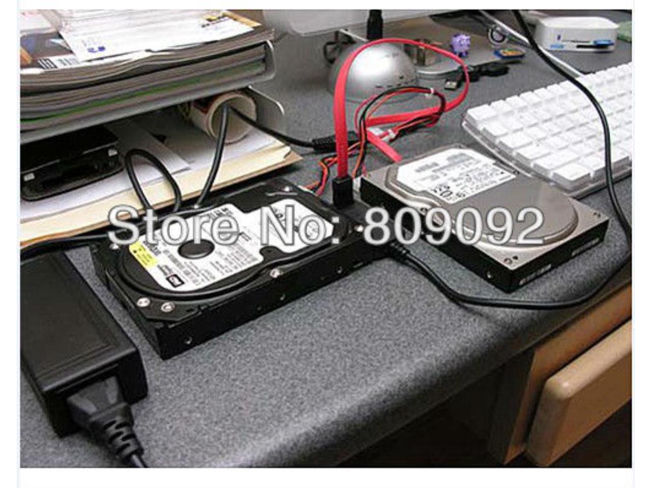 USB 2.0 to IDE SATA 2.5 3.5 Hard Drive Converter Cable Kit with Power Supply 
