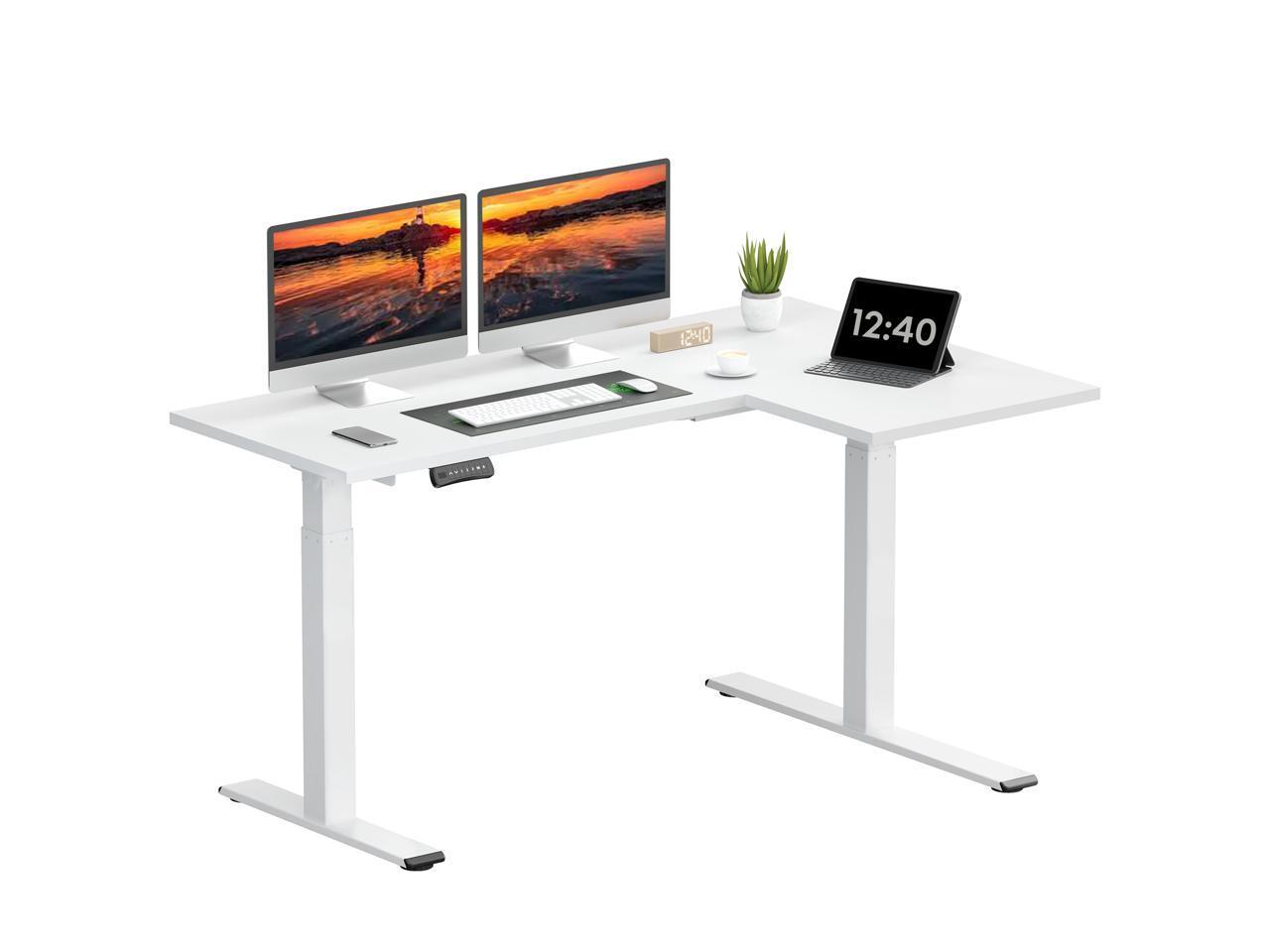 FlexiSpot 63"x40" LShaped White Computer Standing Desk Dual Motors