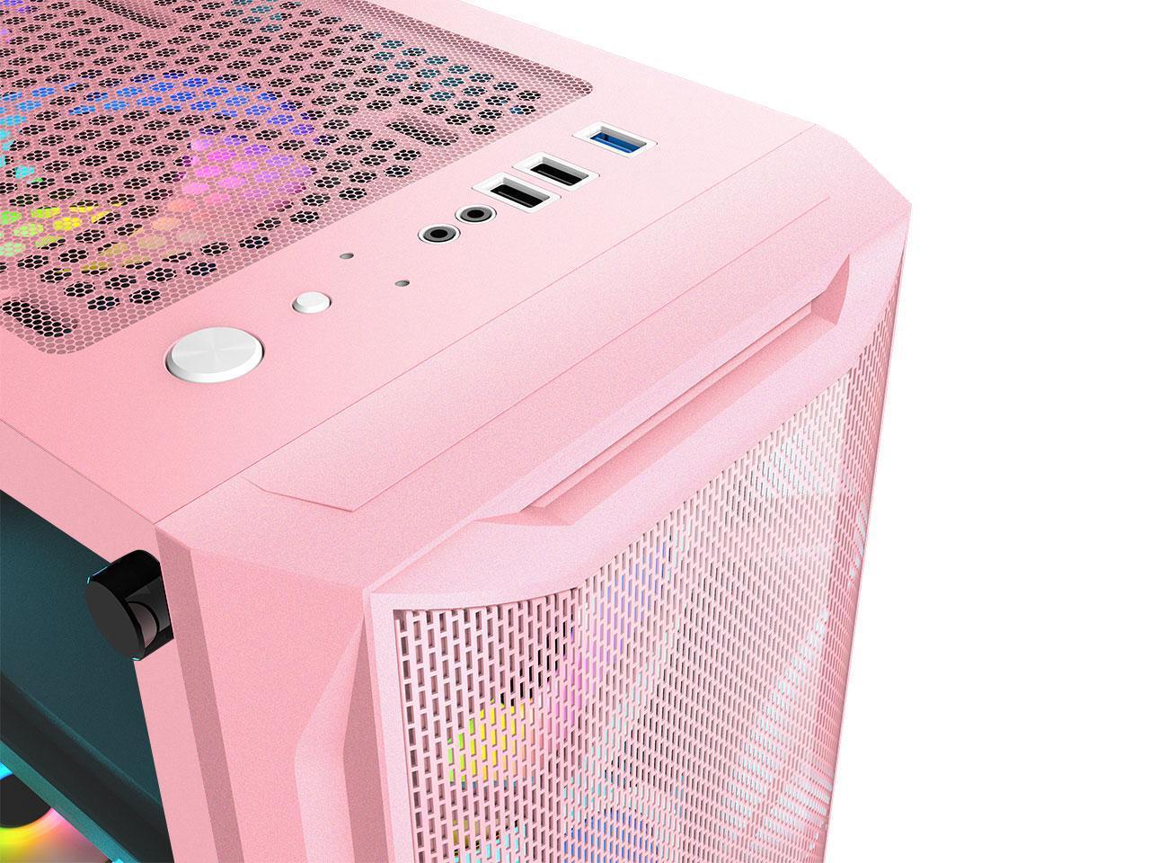 GAMEKM Mid-Tower Gaming Case, Front Mesh Panel USB 3.0 Tempered Glass ...?