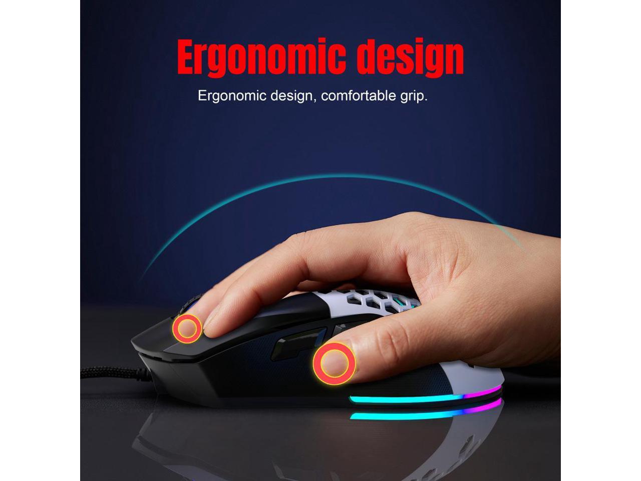 HXSJ X300 Ergonomic Macro Programming Gamer USB Wired Mouse with 7200