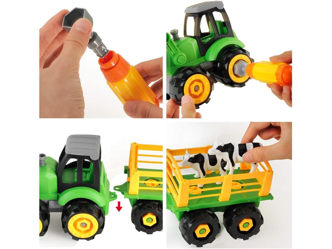 Storage Box Take Apart Toys Farm Truck Tractor Accessories with Electric Drill