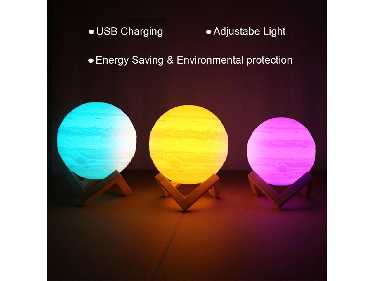 3D Printing Galaxy Jupiter Lamp USB Charging LED Night Light Remote Touch Switch