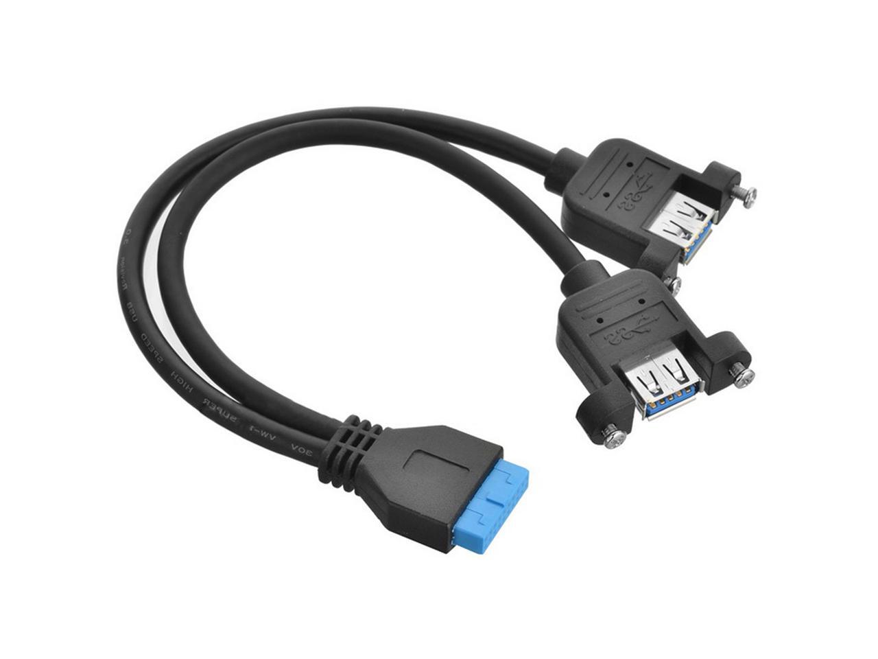 CY USB 3.0 Dual Ports A Female Screw Mount Type to Motherboard 20pin
