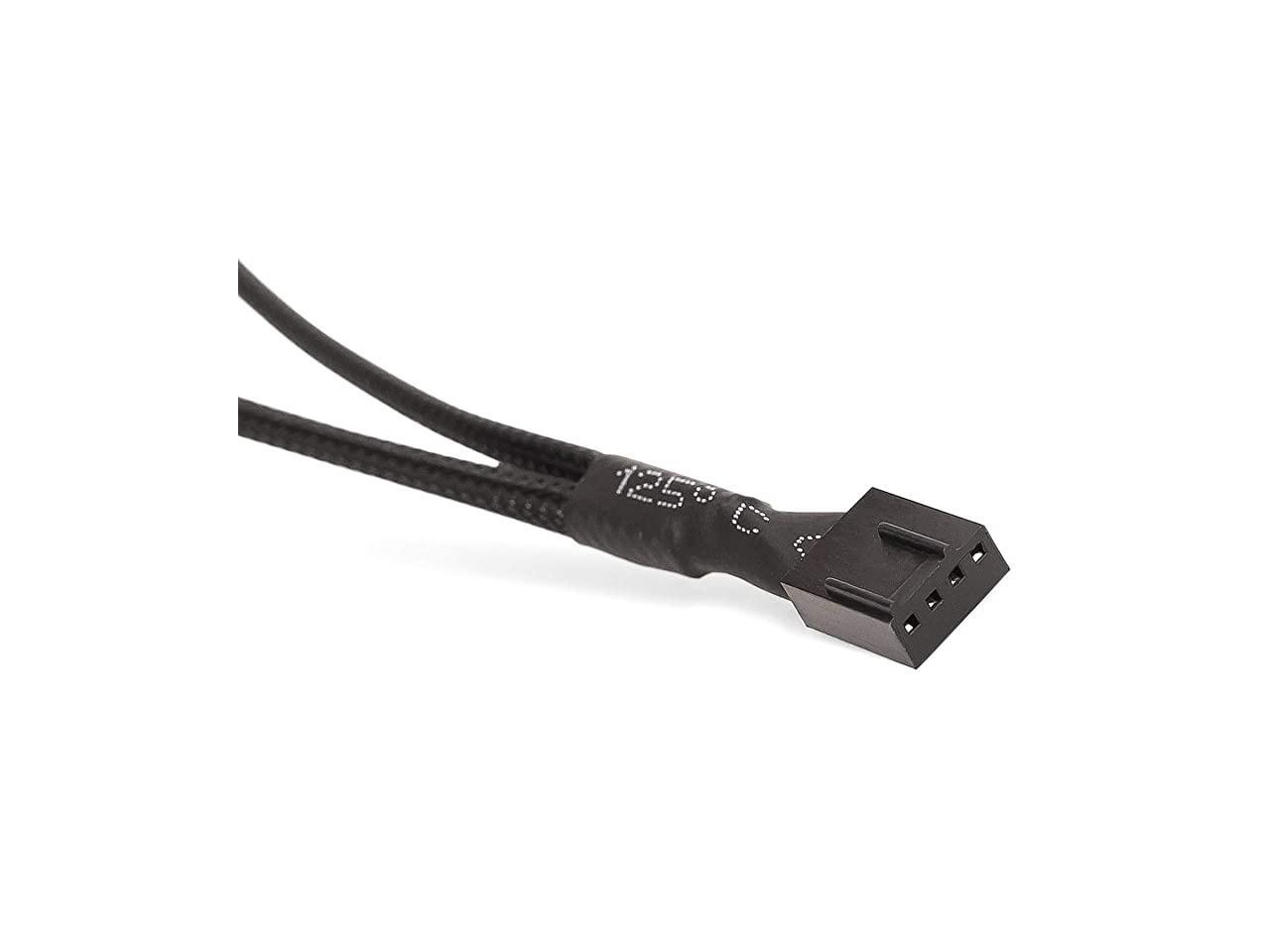 PWM Fan Splitter Cable 4 Pin Black Sleeved Case Fan Splitter Cable 1 to
