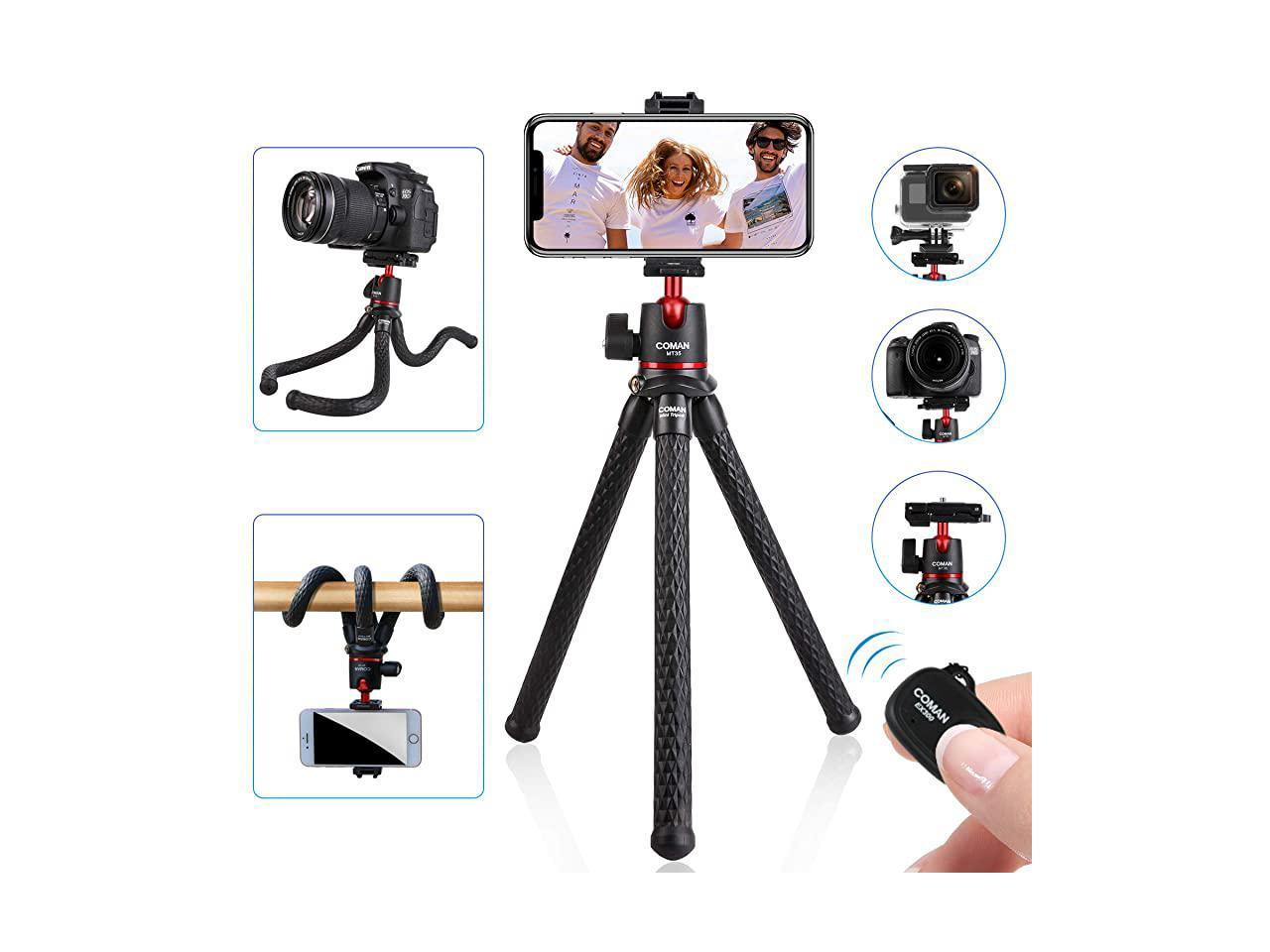 Portable Phone Tripod waterproof with Wireless Remote for iPhone,Samsung,Cameras,DSLR,Gopro Coman MT35 Flexible Camera Tripod 