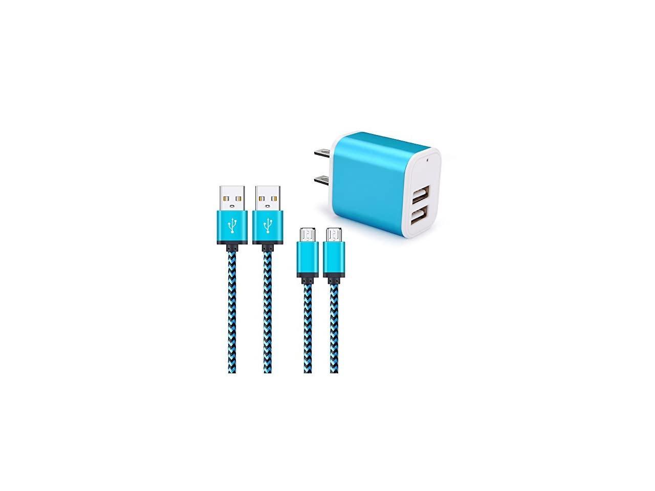 2.1A Dual Port Wall Charger Block Brick LG Stylo 2/3 G3 G4 K20 K30 2.4A Dual Port USB Car Charger 2Pack Micro USB Cable Charging Cord Phone Charger Compatible Samsung Galaxy S6 S7 Edge J3 J7 A6 