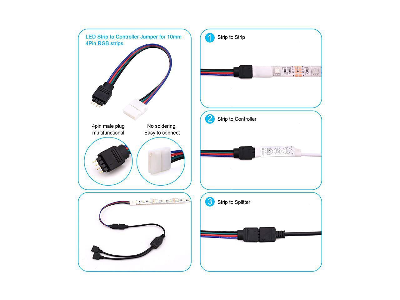 10X 2Pins Wire Lead Battery Connector Adapter LED Strip Connectors Cable 10.can 