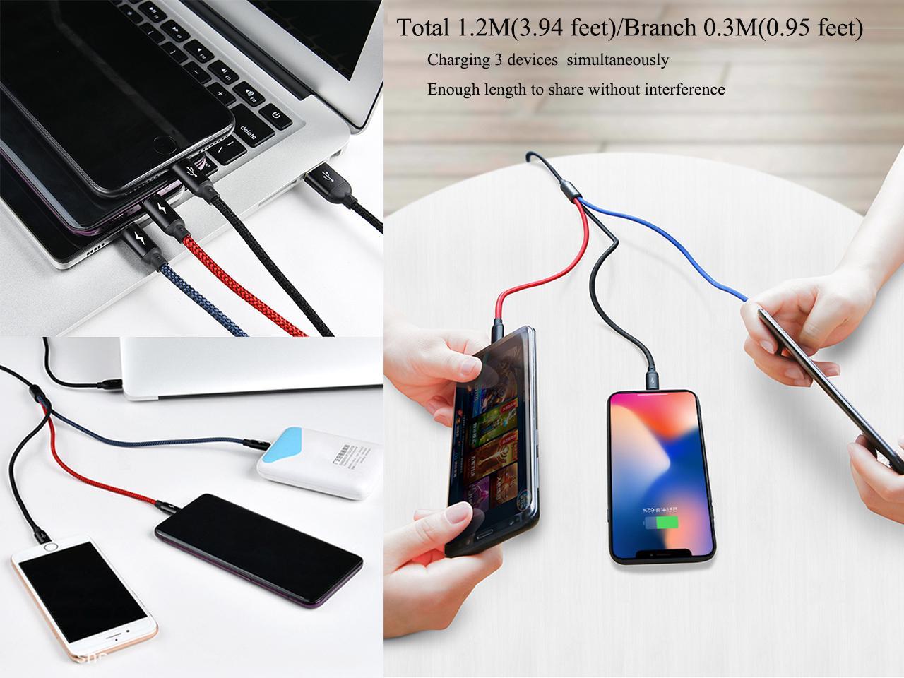 Senior 2020Multi Charging Cable 3-in-1 with Micro USB/Type C Compatible with Cell Phones Tablets and More 
