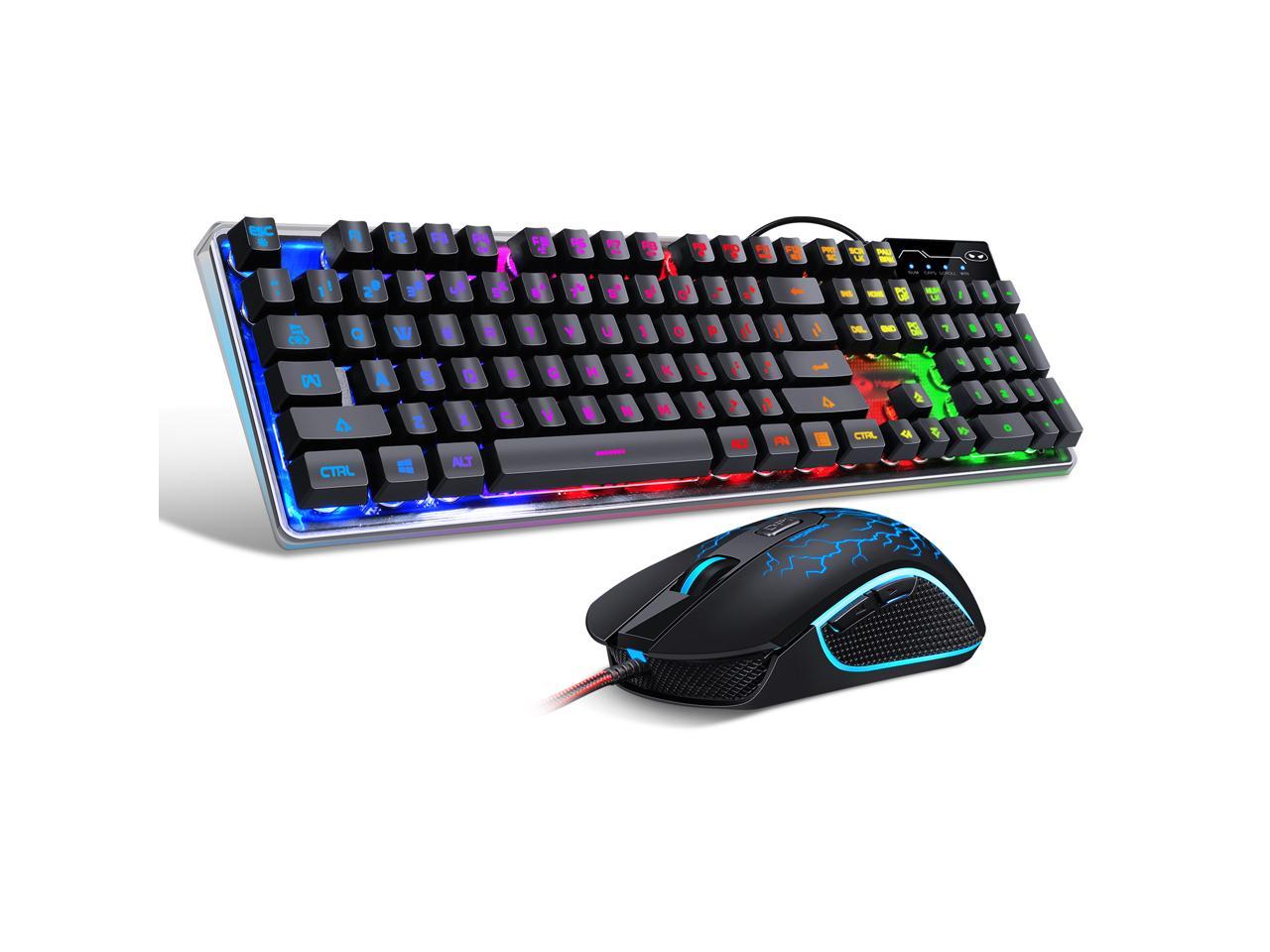 Gaming Keyboard And Mouse Combo, Magegee K1 Led Rainbow Backlit 