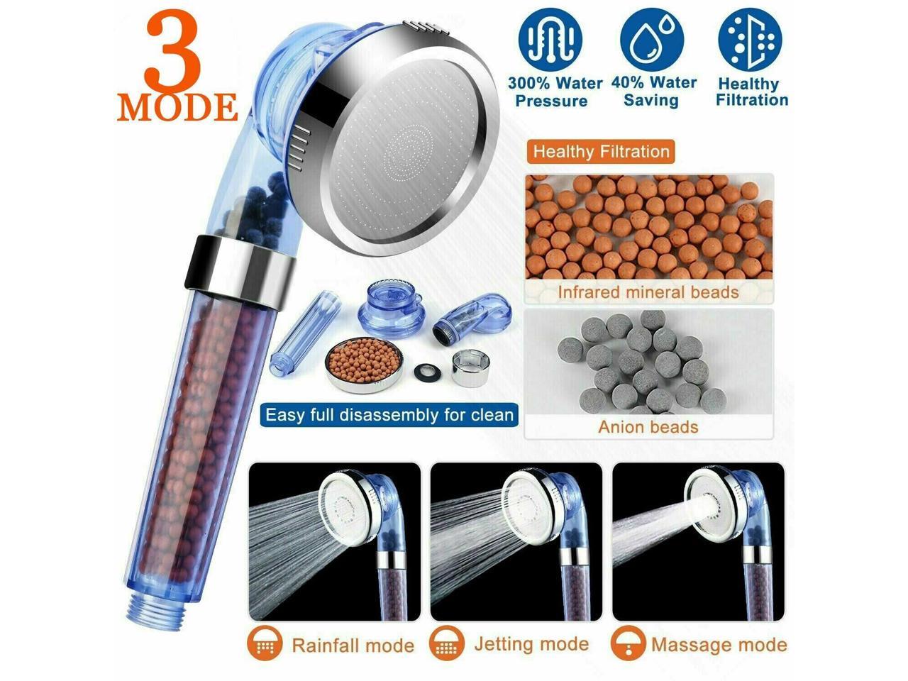 Details about   High Turbo Pressure Shower Head Ionic Stone Filtered Handheld Water Saving Bath