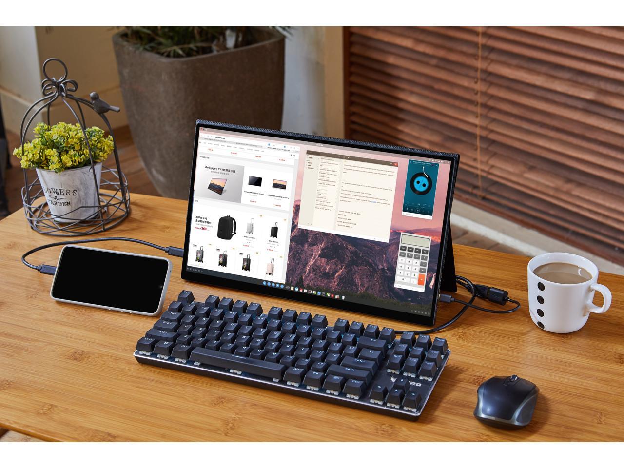 USBC Portable Monitor U15FT 15.6 1080P Inch FHD HDR FreeSync Zero Frame USBC TypeC Mini